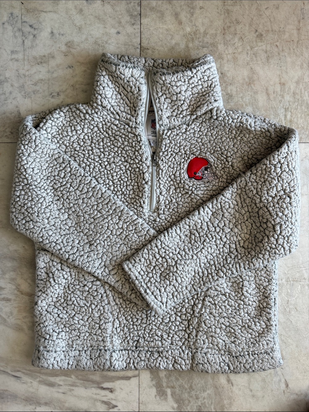 NFL Team Apparel Cleveland Browns Sherpa Quarter Zip Fleece Pullover Women’s Med
